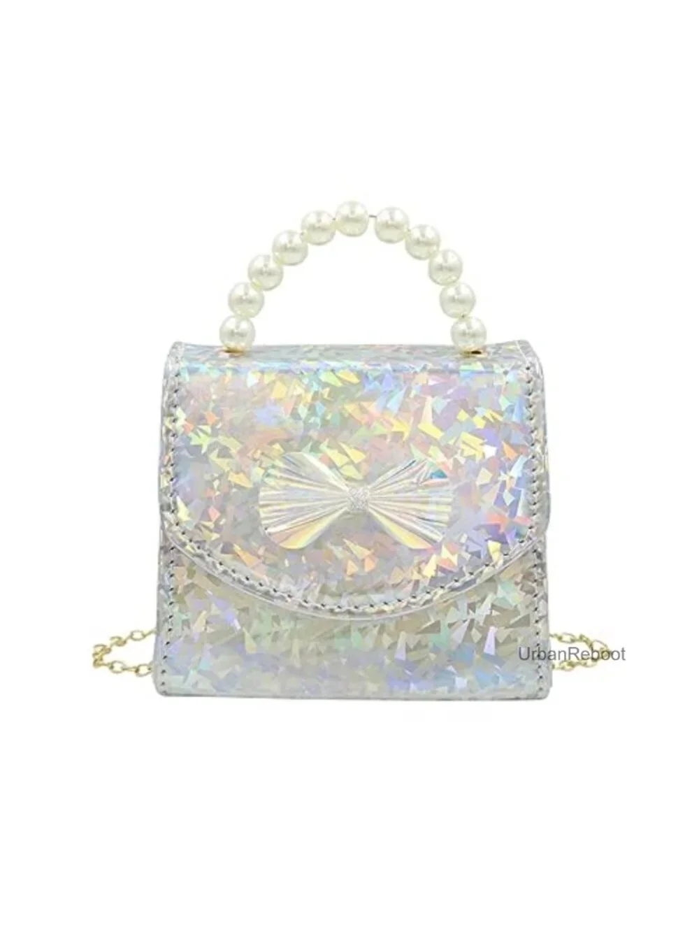 Girls Holographic Faux Leather Mini Purse Crossbody Bag